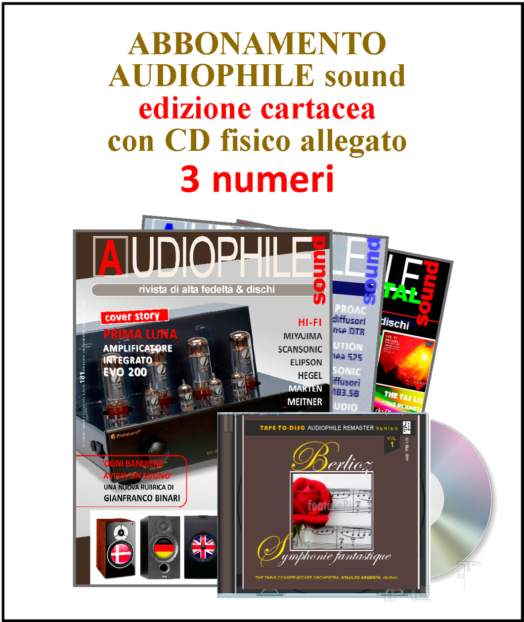 Subscription 3 issues: AUDIOPHILE sound magazine ed. card with physical CD