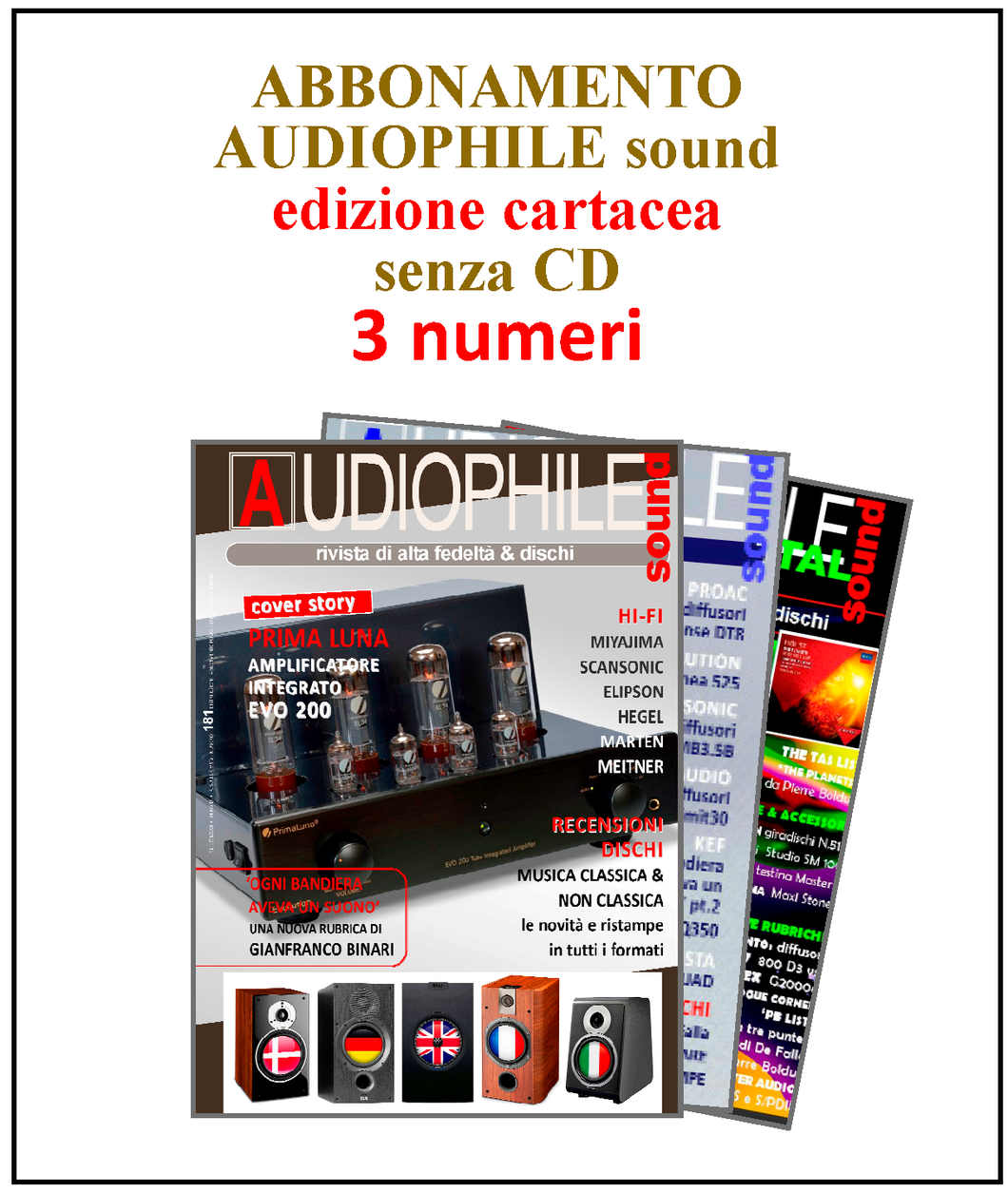 Subscription 3 issues: AUDIOPHILE sound magazine ed. card without CD